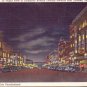 Sandusky OH Ohio Linen Postcard Night View Columbus Avenue Boat Landing