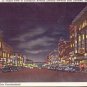 Sandusky OH Ohio Linen Postcard Night View Columbus Avenue Boat Landing