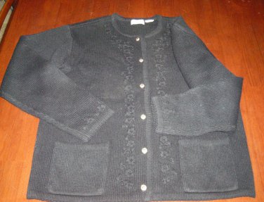 Classic Elements Womens Black Long Sleeve Sweater Cardingan Button Down Small