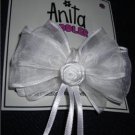 NWT Toddler Satin Chiffon RoseBud Streamers White Bow