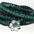 The Shire, Agate and Leather Wrap Bracelet