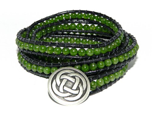 Irish Eyes, Malaysia Jade, 4 Wrap Bracelet
