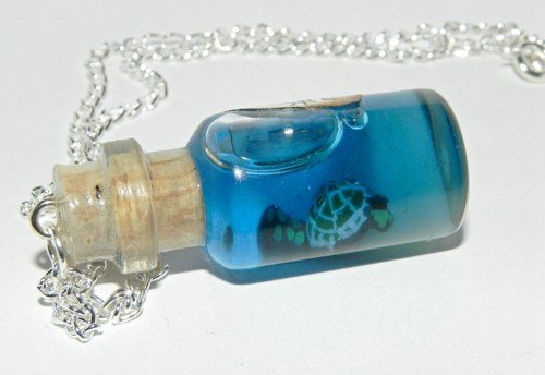 Tiny Sea Turtle Bottle Necklace