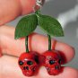 Skull Cherries Necklace, Hand Sculpted