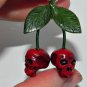 Skull Cherries Necklace, Hand Sculpted