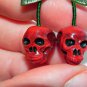 Skull Cherries Necklace, Hand Sculpted