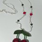 Skull Cherries Necklace, Hand Sculpted