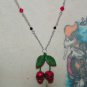 Skull Cherries Necklace, Hand Sculpted