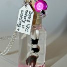 Tiny Pole Dancer and Pole Necklace, Bottle Necklace