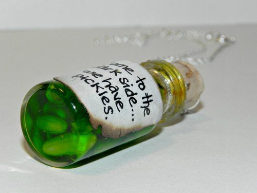 Dark Side of the Pickle Bottle Necklace