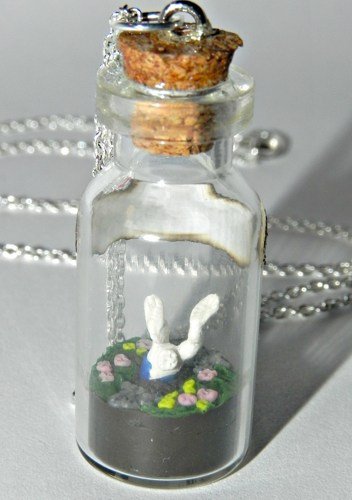Down the Rabbit Hole, Fairy Tale Inspired, Bottle Necklace