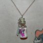 Bad Teddy Bear with Eyeball, Blue Crystal Meth Charm and Quote Bottle Necklace