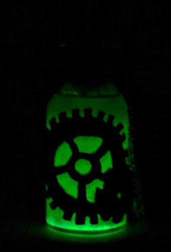 Steampunk Cogs, Glow in the Dark Bottle Necklace
