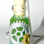 Steampunk Cogs, Glow in the Dark Bottle Necklace