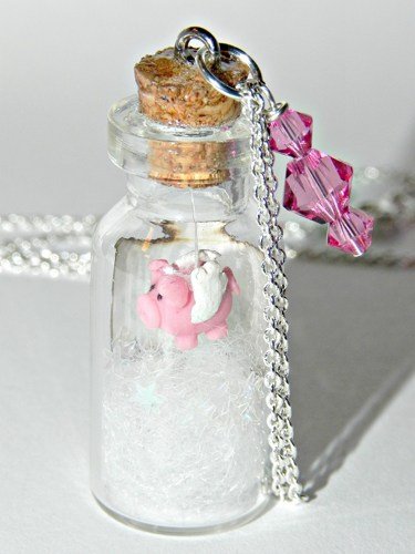 When Pigs Fly! Bottle Necklace