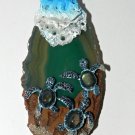 Take Courage! Labradorite Baby Sea Turtles on Agate Pendant