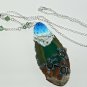 Take Courage! Labradorite Baby Sea Turtles on Agate Pendant