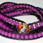 Pretty in Pink, Fuchsia Jade and Leather Wrap Bracelet