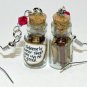 Up to no good! Bottle Earrings, Hand Sculpted, Handmade