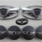 Genesis Coupe Wing Chrome Emblem Grille Trunk Steering Wheel Carbon enter Cap