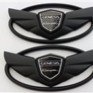 2 pcs Genesis Coupe Chrome Wing Emblems Matt Black Trunk Grille