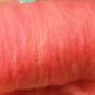 bright CORAL carded sheep wool roving,fiber,needle felting,spinning,batting