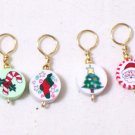 Christmas santa and reindeer no snag knitting stitch markers, fimo clay beads