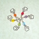dog, puppy, paws, no snag knitting stitch marker, set of 6, silver pewter charms