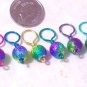 knitting stitch markers, dragon egg bead, set of 6, no snag