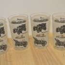 4 Vtg Mid Century Modern Frosted, Black Glass Glasses Tumblers, Antique Cars