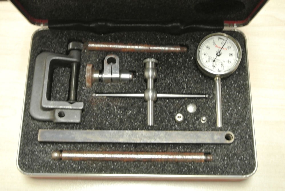 Vintage LS Starrett No. 196 Dial Gauge Inspection Set, Kit, Original Case