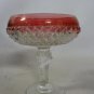 Vintage Pedistool Cut Glass Ruby Clear Candy Dish