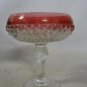 Vintage Pedistool Cut Glass Ruby Clear Candy Dish