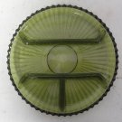 Vintage Green Glass Divided Serving Dish