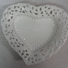Vintage D'Lusso Ivory Porcelain Curved Heart Shaped Candy/Nut Dish