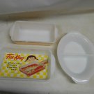 Lot 3 Vtg Anchor Hocking Fire-King Milk Glass, Lustre, Divided Dish, Baking Pans