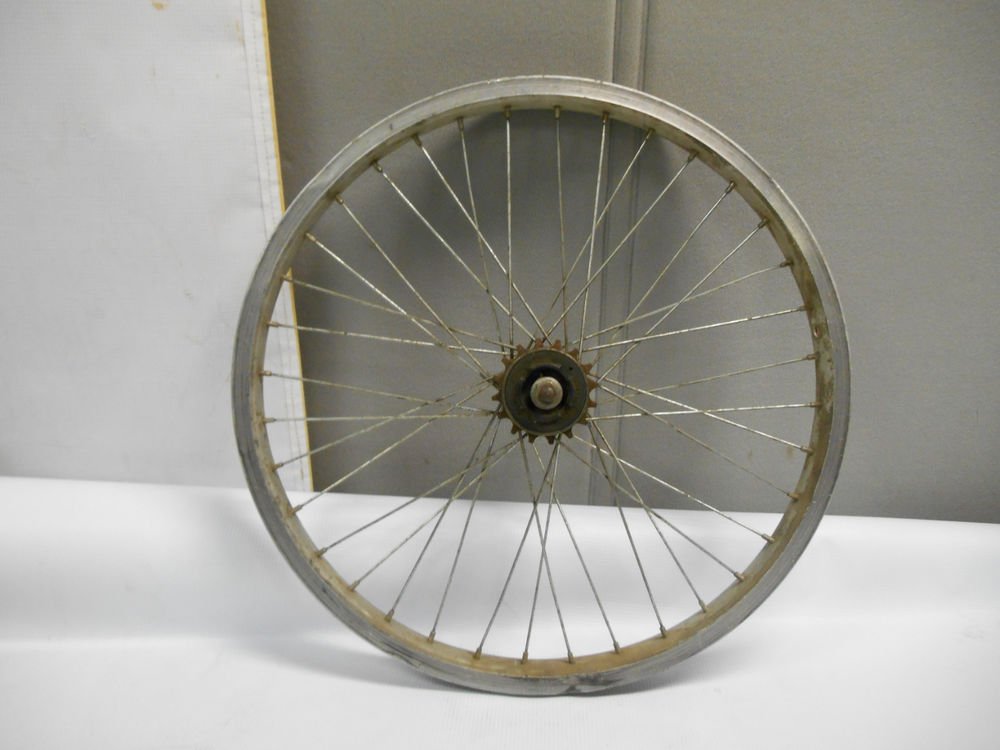 Vintage Aluminum Bicycle Wheel Rim 16" Diameter 36 Spoke w/ Red Trim, Nice Shape