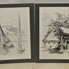 Lot 22 Vintage Austrian Stamp Replica Black & White Matted Prints