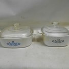 Lot 2 Vintage Corning Ware Casserole Dishes w/ Lids A-1 1/2-B & A-2-B, 1.5, 2 Qt