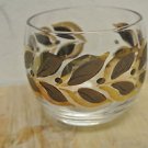 Vtg Mid Century Modern Rocks, Highball Round Glass, Painted Brown, Gold Leaf