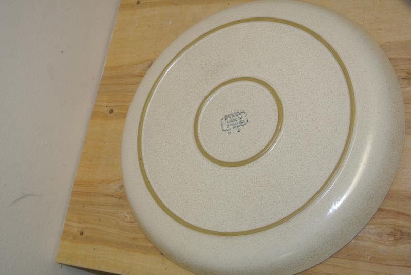 DENBY, England Brown Speckled Large Round STONEWARE Platter, Serving Dish