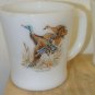 4 Vintage Anchor Hocking Fire King Milk Glass Wild Birds Coffee Mugs