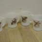 4 Vintage Anchor Hocking Fire King Milk Glass Wild Birds Coffee Mugs