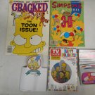 Vintage Simpsons Collectible Lot Cracked Toon Mag, TV Guide, 1992 Annual, Cards