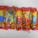 Lot 6 (5 New) Simpsons PEZ Candy Dispensers, Complete Family, 5" Long, Sealed