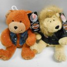 Pair 2 Harley Davidson Biker Club 2003 Stuffed 6" Bear & Lion Toys w/ Tags
