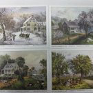 Lot 4 Currier & Ives Lithographs, American Homestead Four Season Series, 5" x 7"