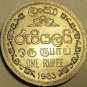 GEM UNC 1963 SRI LANKA(CEYLON) 1 RUPEE~1ST EVER~FREE SH