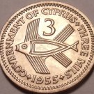 GEM UNCIRCULATED CYPRUS 1955 THREE MILS~WE HAVE UNC~F/S