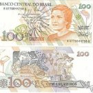 BRAZIL 100 CRUZEIROS MULTI-COLORED GEM UNC NOTE~FREE SH